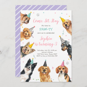 Puppy Anniversaire Invitation Chien Party Pawty Gi