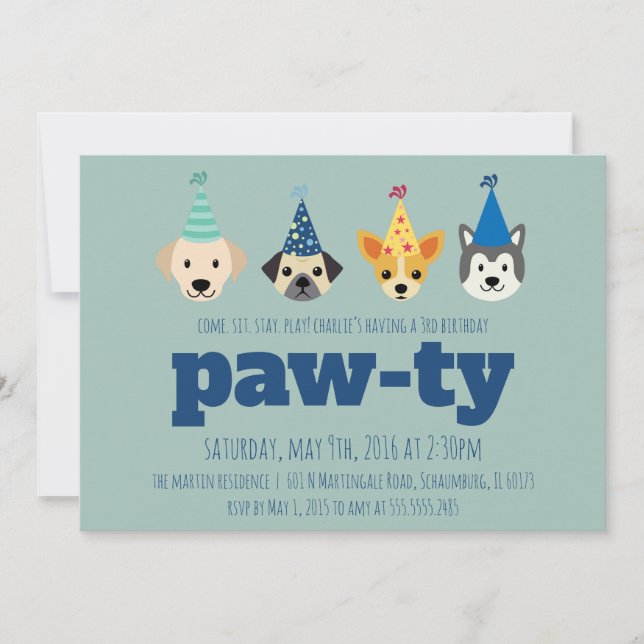Puppy Anniversaire Invitation de fête, Invitation  (Devant)