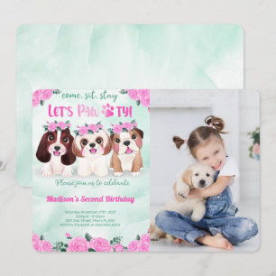 Puppy Anniversaire Photo Invitation