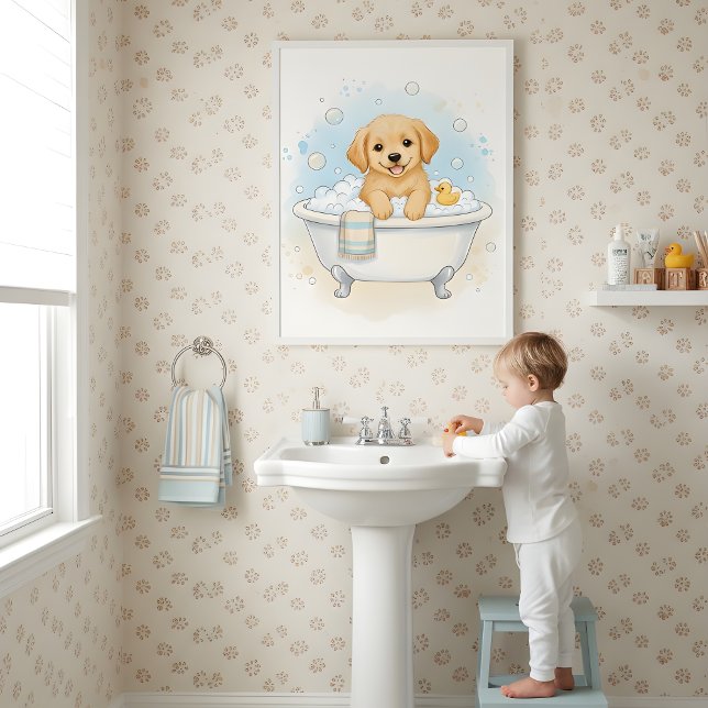 Puppy Bath Time Fun Kids Bathroom Wall Art (Creator Uploaded)
