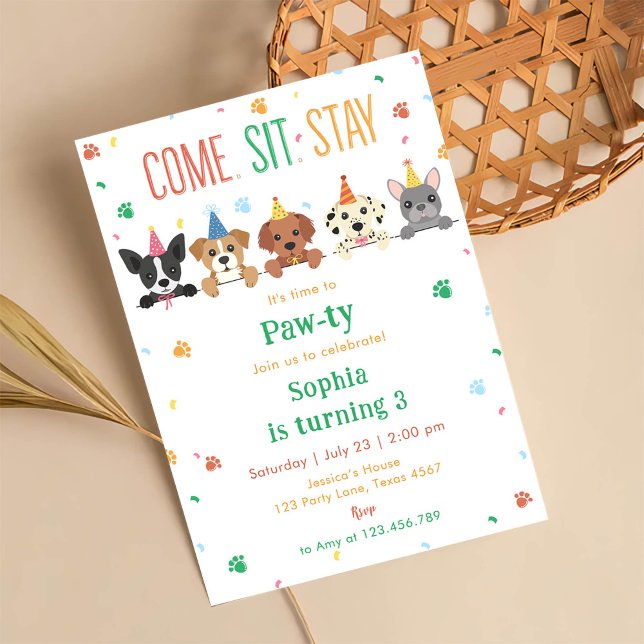 Puppy Birthday Invitation Dog Party Pawty (Creator Uploaded)