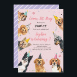 Puppy Birthday Invitation Dog Party Pawty Girl<br><div class="desc">Dog Puppy Birthday themed invitation for your perfect celebration.</div>