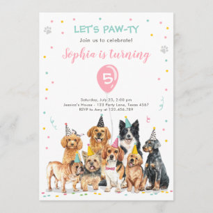 Puppy Birthday Invitation Dog Party Pawty Girl