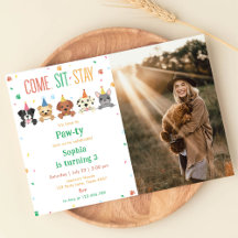 Puppy Birthday Invitation Dog Party Pawty  Photo