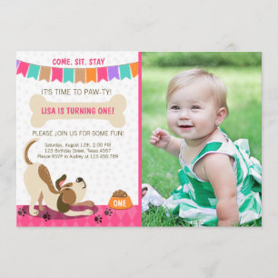 Puppy Birthday Invitation Paw-ty Puppy Party