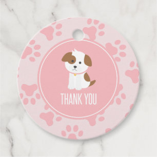 Puppy Birthday Party merci pour les étiquettes ros