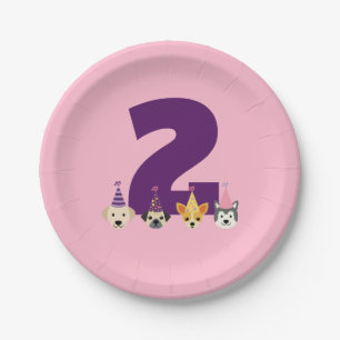 Puppy Birthday Party Plates, Dog Party for Girls Paper Plate