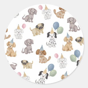 Puppy Birthday Party Stickers