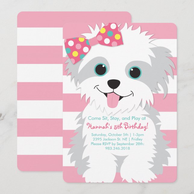Puppy Birthday Paw-ty Invitation (Front/Back)