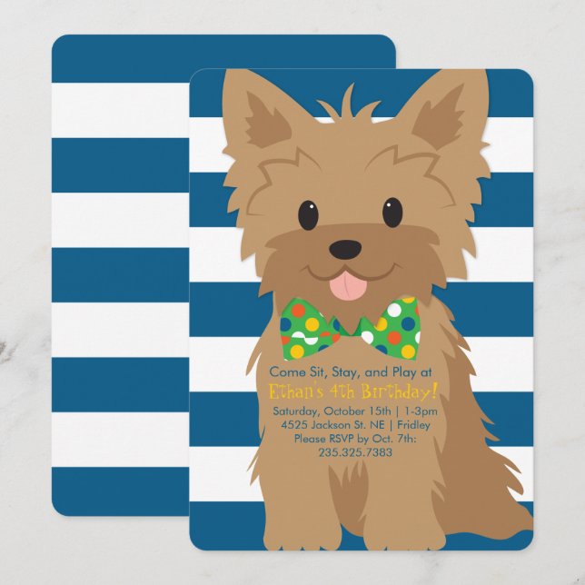 Puppy Birthday Paw-ty Invitation (Front/Back)