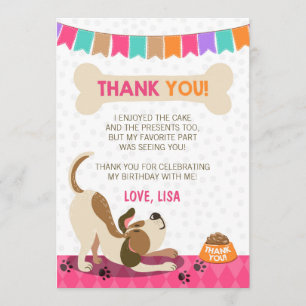Puppy Birthday Paw-ty Puppy Thank You Card