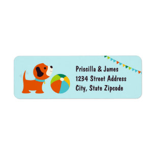 Puppy Birthday Return Address Labels