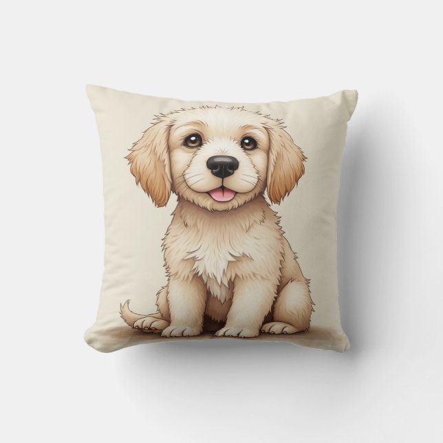 puppy & bone Pillow (Baby Retriever) (Front)
