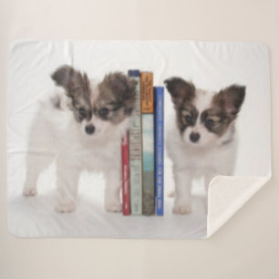 PUPPY BOOKENDS SHERPA BLANKET