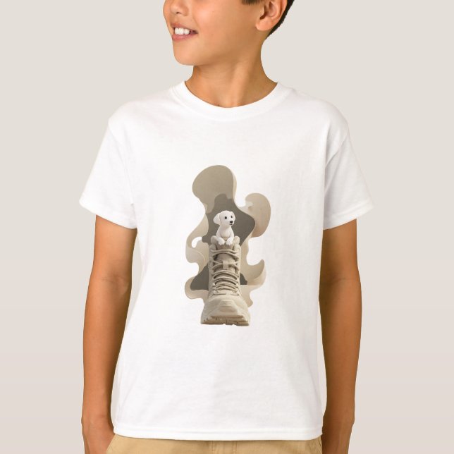 Puppy Boot Adventure Kids T-Shirt (Front)