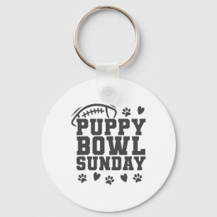 Puppy Bowl Sunday Super Footll Game Party Dogs Dog Keychain