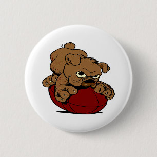 Puppy BullDog Football 2 Inch Round Button