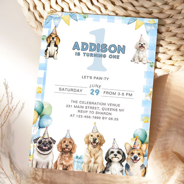 Puppy Calling All Pawty Animals 1st Birthday Invitation (Creator Uploaded)