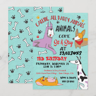 Puppy Chien Invitation à la fête d'anniversaire