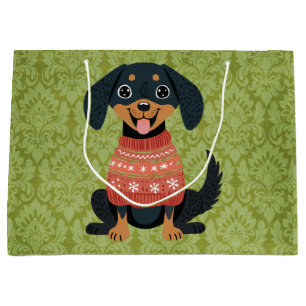 Puppy Christmas Dachshund Weiner Santa Dog Large Gift Bag