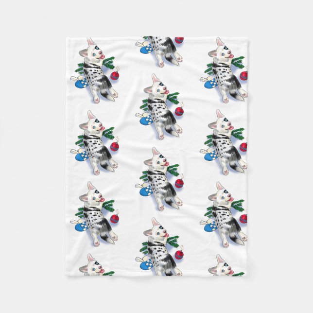 Puppy Christmas Fleece Blanket (Front)