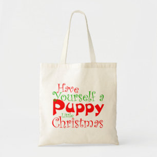 Puppy Christmas Holiday Tote Bag