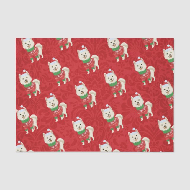 Puppy Christmas Husky Pomeranian Shiba Santa Dog  Tissue Paper (Front)
