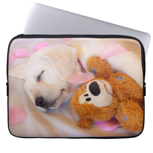 Puppy cuddles 02 laptop sleeve (Front)