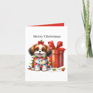 Puppy customizable Merry Christmas Holiday Card