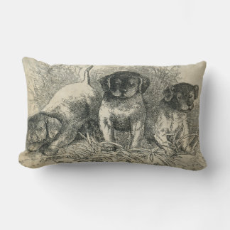 Puppy Dog Adorable Puppies Vintage Lumbar Pillow