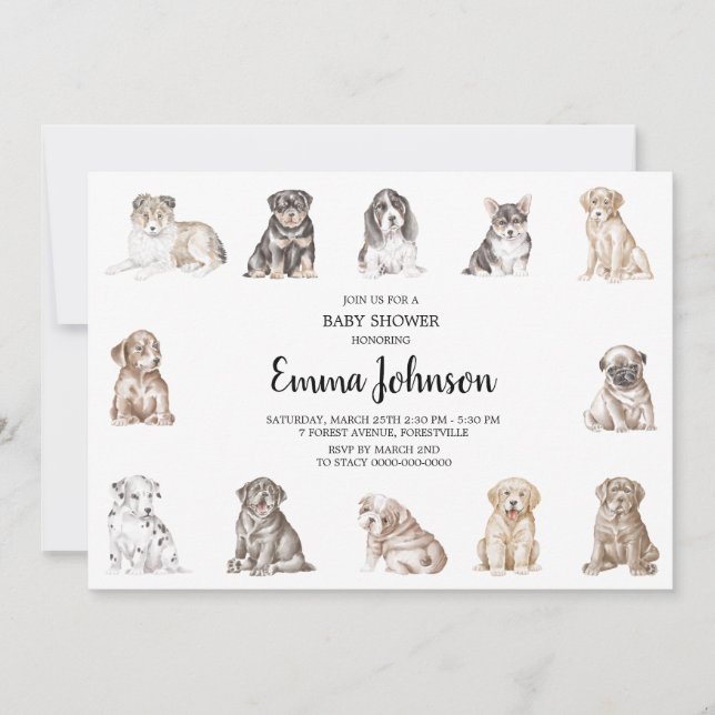 Puppy Dog Baby Shower Invitaions Invitation (Front)