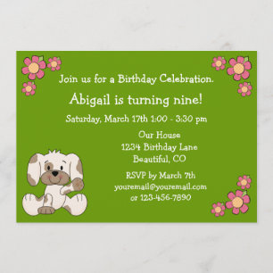 Puppy Dog Birthday Invitation for Girls