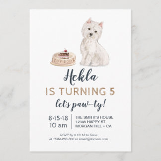 Puppy dog birthday invitation with westie