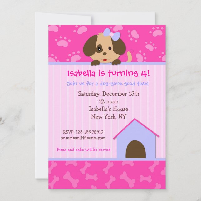 Puppy Dog Birthday Party Invitations (Front)