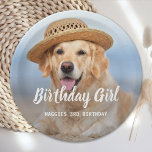 Puppy Dog Birthday Party Personalized Pet Photo Paper Plate<br><div class="desc">Birthday Girl! Add the finishing touch to your puppy or dog birthday party with this simple pet photo birthday boy design dog birthday party paper plates. Add your pup's favourite photo and personalize with name, birthday number. Change to Birthday Boy of a boy pup. Visit our collection for matching pet...</div>