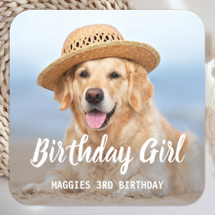 Puppy Dog Birthday Party Personalized Pet Photo Square Sticker