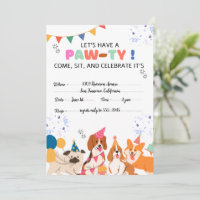 Puppy Dog Birthday Party Puppy Paw-ty Invitations