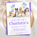 Puppy Dog Birthday Party Purple Girl Invitation<br><div class="desc">Let's Pawty! Invite friends and family to your kids or dog birthday party with this fun watercolor dog birthday invitation card. Personalize with name, birthday number, and all dog birthday party info! Visit our collection for matching pet birthday party decor, and gifts. This collection will be a favourite among dog...</div>