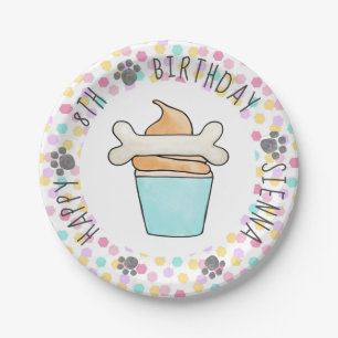 Puppy Dog Birthday Pawty Dessert Cupcake Paper Plate