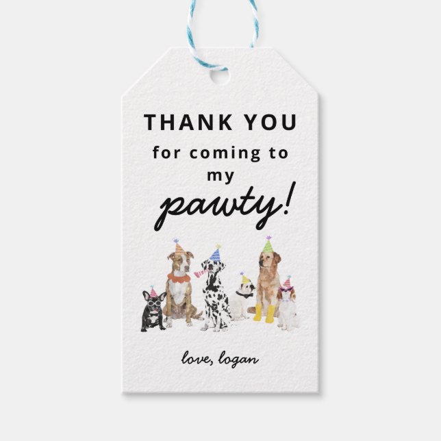 Puppy Dog Birthday Pawty Favour Tags (Front)
