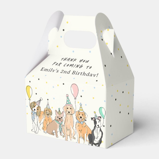 Puppy Dog Birthday Thank You  Favor Box (Front Side)