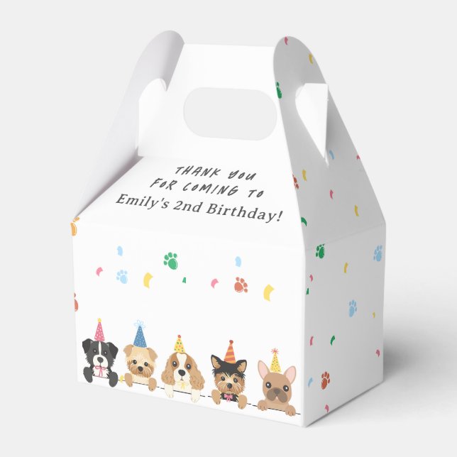 Puppy Dog Birthday Thank You  Favor Box (Front Side)