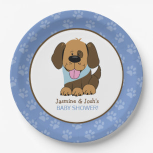 Puppy Dog Boy Baby Shower Paper Plates