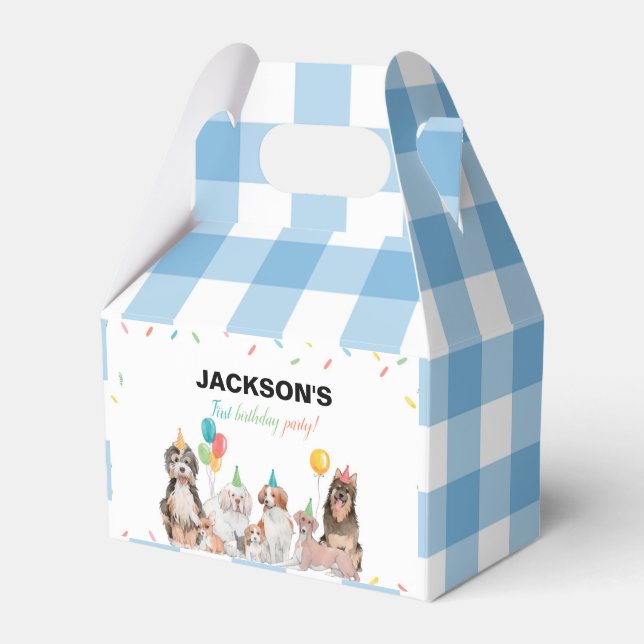 Puppy Dog Boy Birthday Party Favour Box  (Front Side)