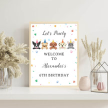 Puppy Dog Boy Birthday Welcome Sign