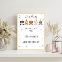 Puppy Dog Boy Birthday Welcome Sign