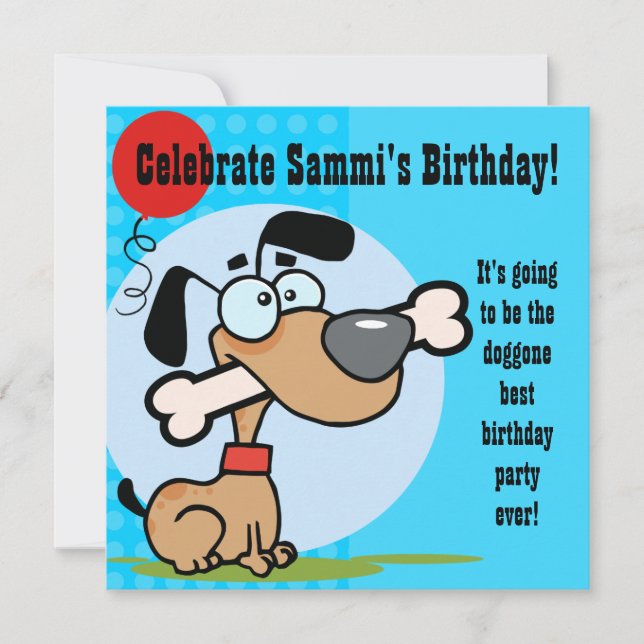 Puppy Dog Customized Birthday Invites (Front)