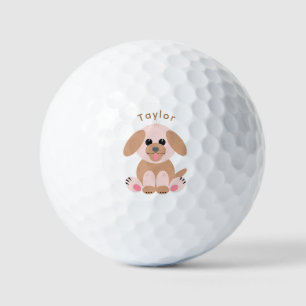 Puppy Dog Cute Cartoon Pastel Neutral Personalized Golf Balls