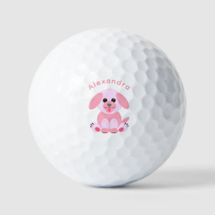 Puppy Dog Cute Cartoon Personalized Blush Pink Golf Balls