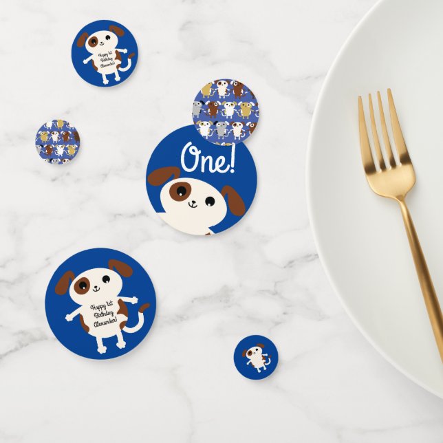 Puppy Dog Cute Colourful 1st Birthday Party Theme Confetti (Group)
